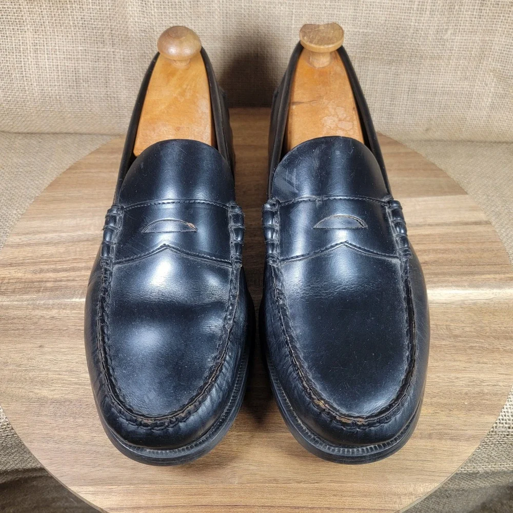 Sebago Classic Penny Loafers Black Leather Handsewn Slip On Men's 11 E Wide